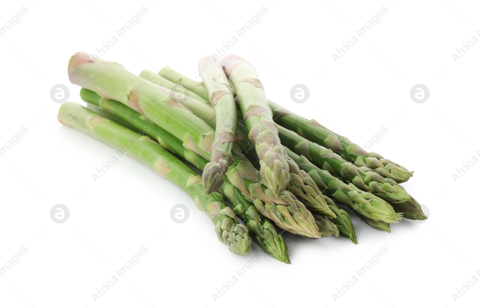 Photo of Fresh green asparagus stems isolated on white