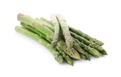 Fresh green asparagus stems isolated on white