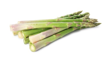 Photo of Fresh green asparagus stems isolated on white