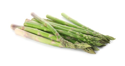 Photo of Fresh green asparagus stems isolated on white