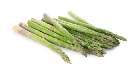 Fresh green asparagus stems isolated on white