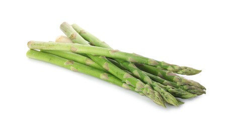 Fresh green asparagus stems isolated on white