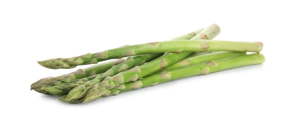 Fresh green asparagus stems isolated on white