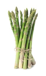 Bunch of fresh green asparagus stems isolated on white