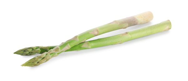 Fresh green asparagus stems isolated on white