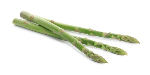 Fresh green asparagus stems isolated on white