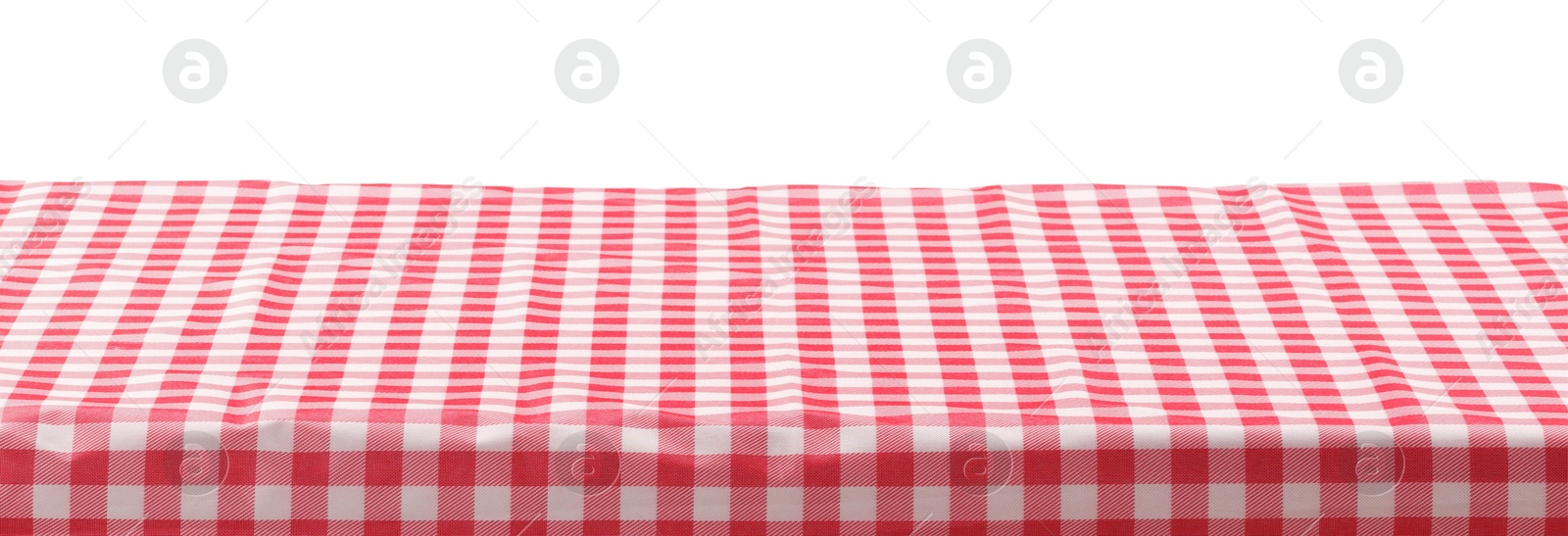 Photo of Picnic tablecloth on table against white background