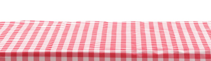 Photo of Picnic tablecloth on table against white background