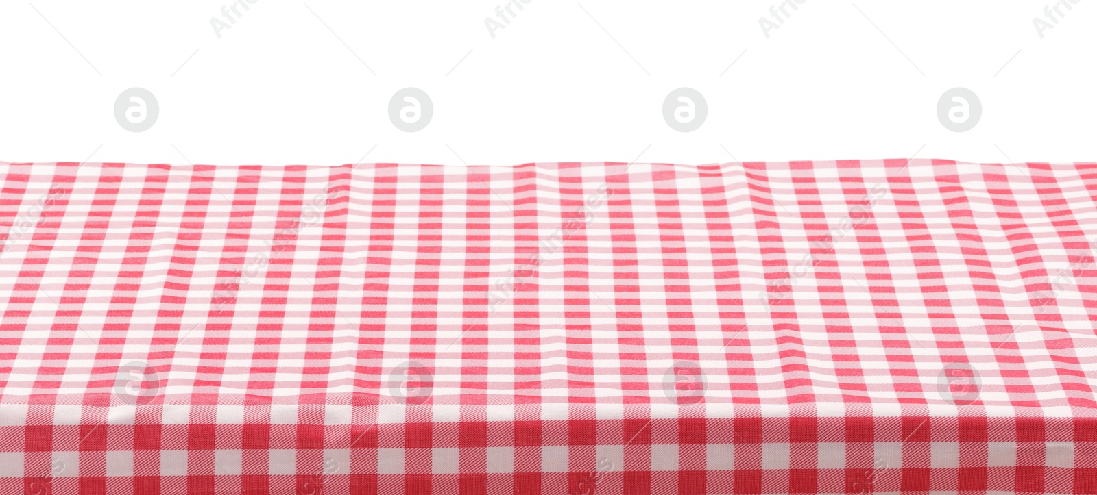 Photo of Picnic tablecloth on table against white background