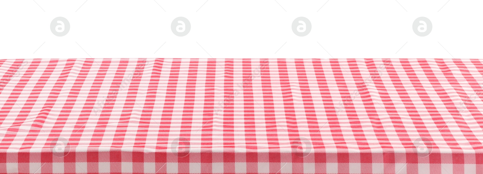 Photo of Picnic tablecloth on table against white background