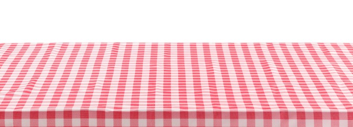 Photo of Picnic tablecloth on table against white background