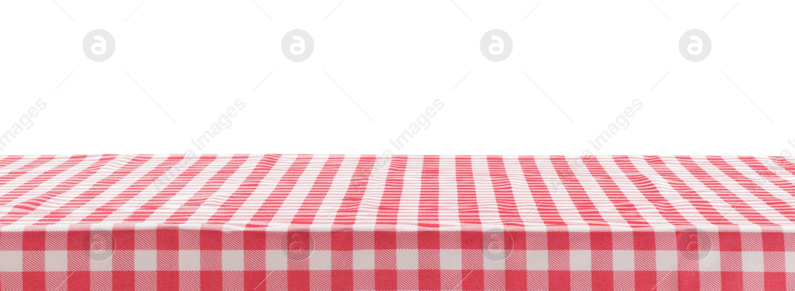 Photo of Picnic tablecloth on table against white background