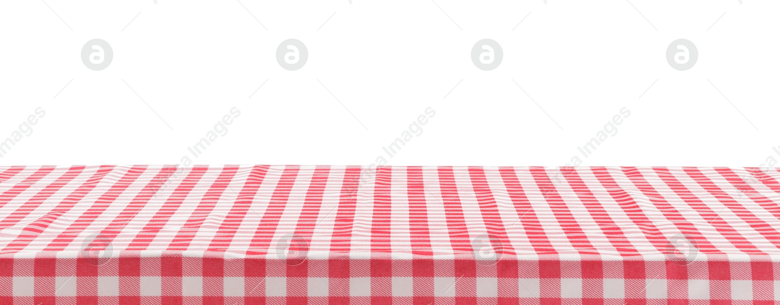 Photo of Picnic tablecloth on table against white background