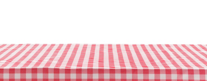 Photo of Picnic tablecloth on table against white background