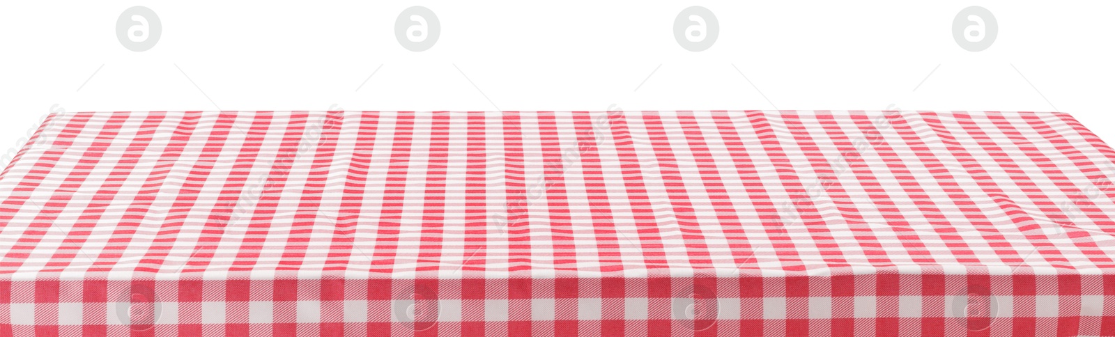 Photo of Picnic tablecloth on table against white background