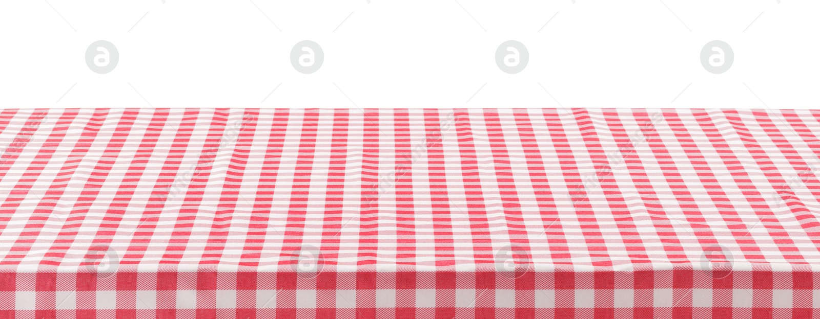 Photo of Picnic tablecloth on table against white background