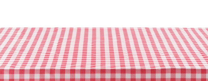 Photo of Picnic tablecloth on table against white background