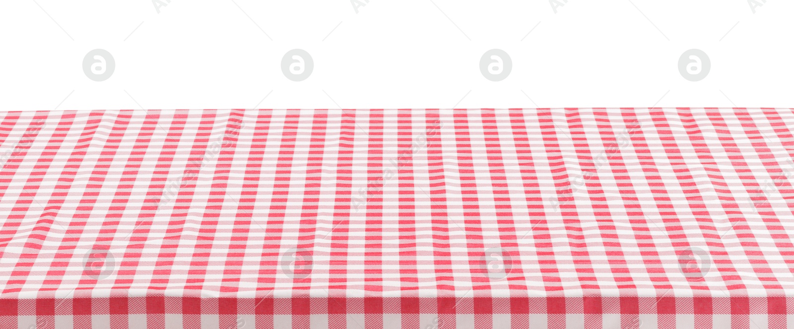 Photo of Picnic tablecloth on table against white background