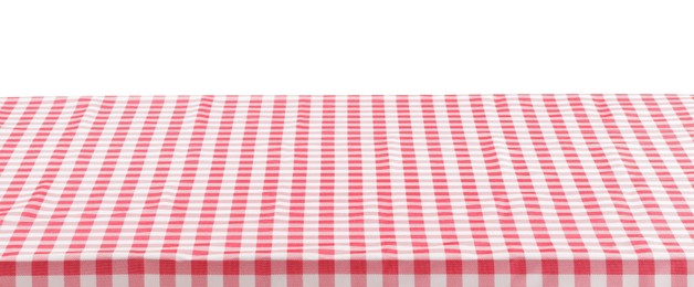 Photo of Picnic tablecloth on table against white background