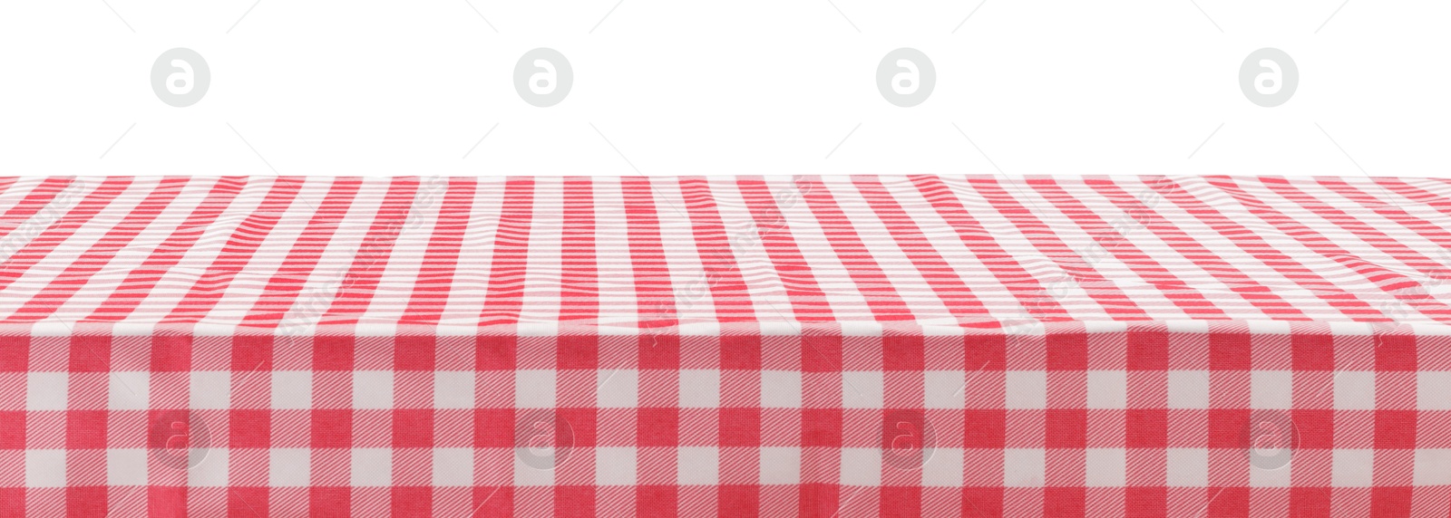 Photo of Picnic tablecloth on table against white background