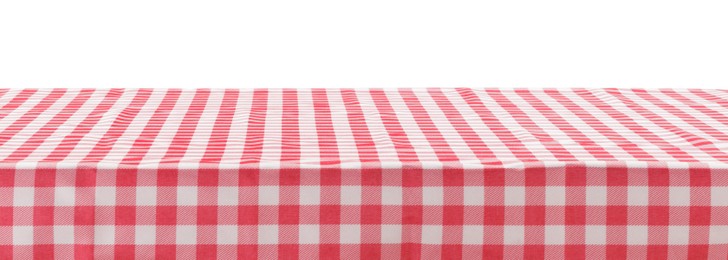 Photo of Picnic tablecloth on table against white background