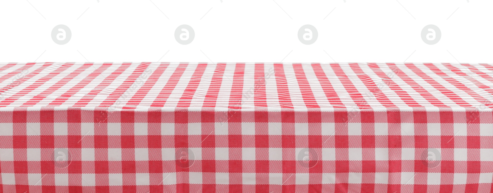 Photo of Picnic tablecloth on table against white background