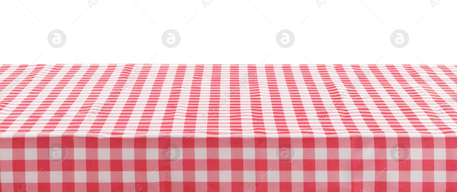 Photo of Picnic tablecloth on table against white background