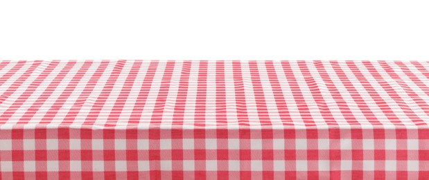 Photo of Picnic tablecloth on table against white background