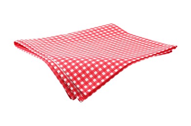 Red checkered picnic tablecloth isolated on white