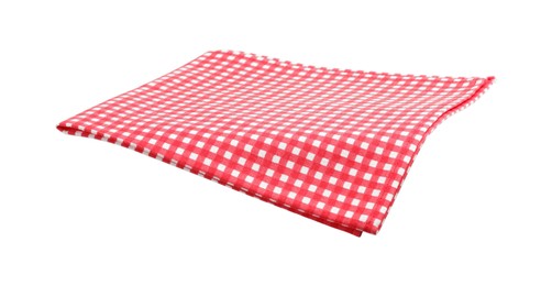 Red checkered picnic tablecloth isolated on white