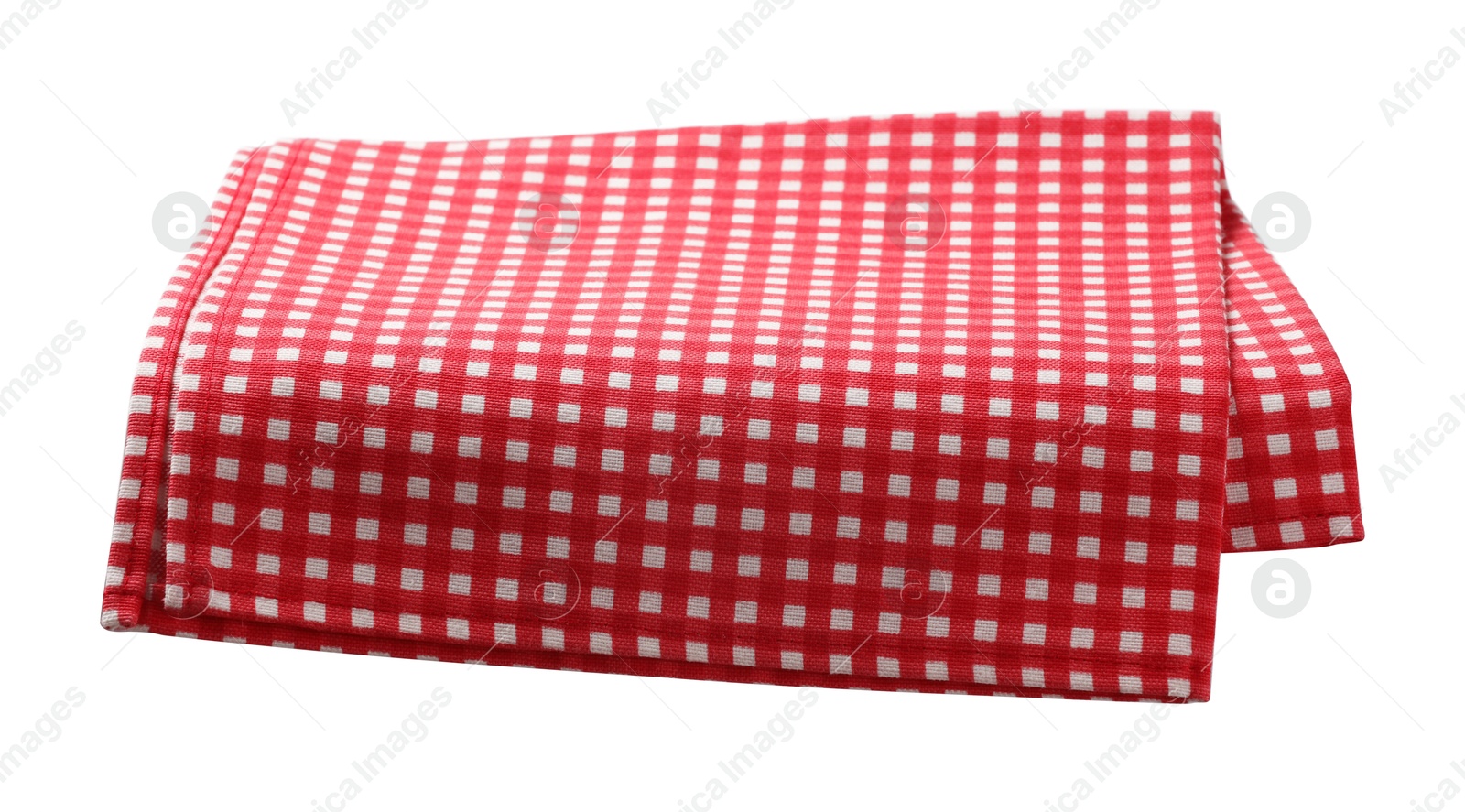 Photo of Red checkered picnic tablecloth isolated on white