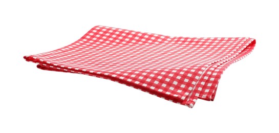 Red checkered picnic tablecloth isolated on white