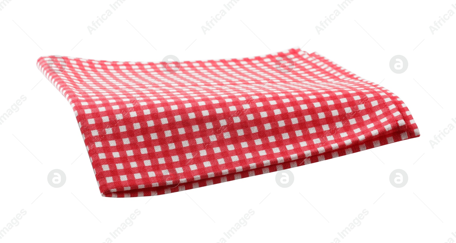 Red checkered picnic tablecloth isolated on white Photo of Red checkered picnic tablecloth isolated on white