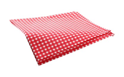 Photo of Red checkered picnic tablecloth isolated on white