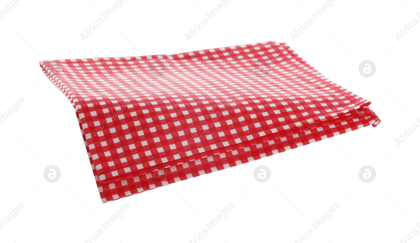 Photo of Red checkered picnic tablecloth isolated on white