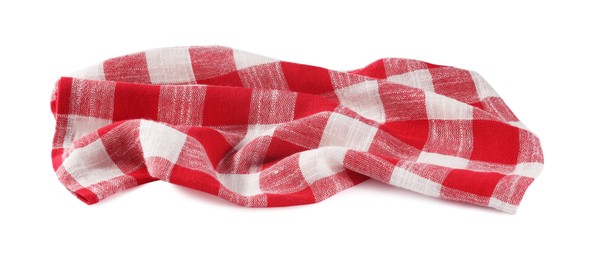 Photo of Red checkered picnic tablecloth isolated on white