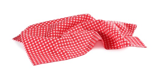 Photo of Red checkered picnic tablecloth isolated on white