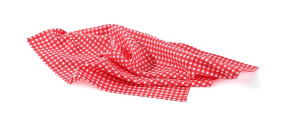 Photo of Red checkered picnic tablecloth isolated on white