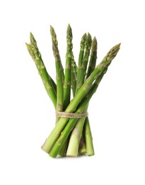 Bunch of fresh green asparagus stems isolated on white