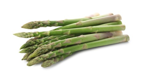 Photo of Fresh green asparagus stems isolated on white