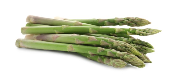 Photo of Fresh green asparagus stems isolated on white