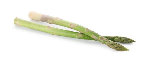 Fresh green asparagus stems isolated on white