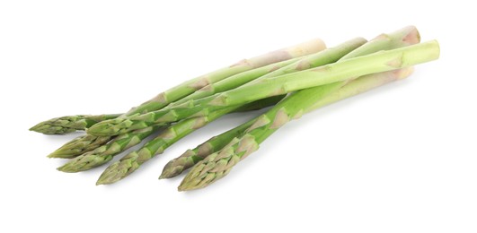 Fresh green asparagus stems isolated on white