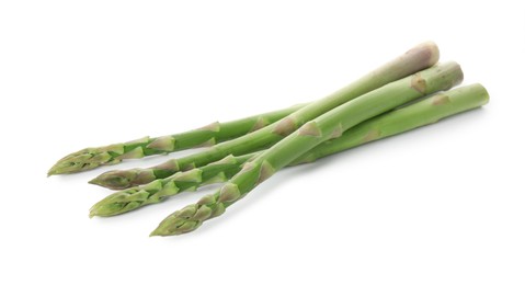 Fresh green asparagus stems isolated on white