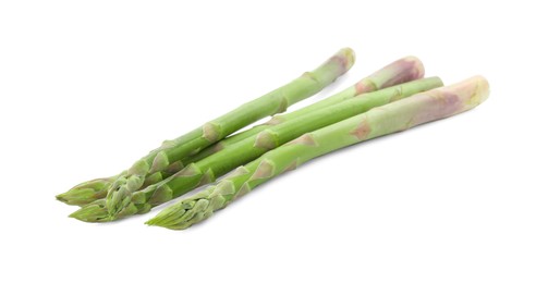 Fresh green asparagus stems isolated on white