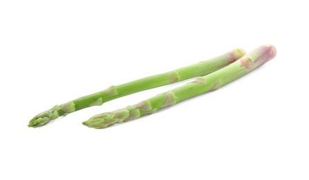 Fresh green asparagus stems isolated on white