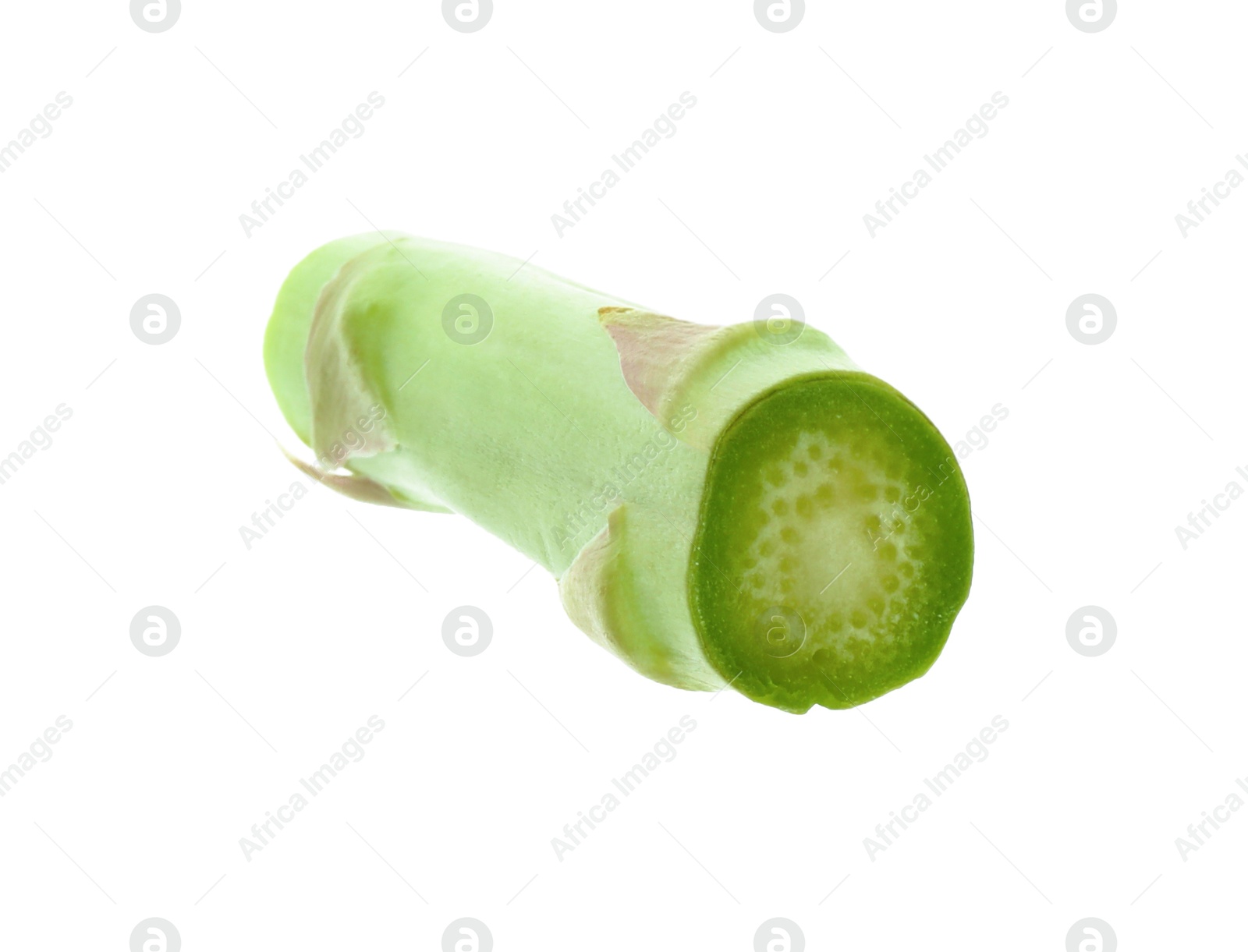 Photo of Piece of fresh green asparagus isolated on white