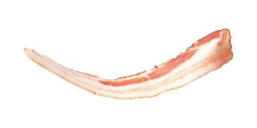 Slice of raw bacon isolated on white