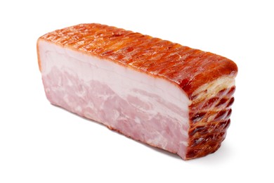 Photo of Piece of raw bacon isolated on white