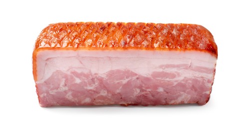 Photo of Piece of raw bacon isolated on white